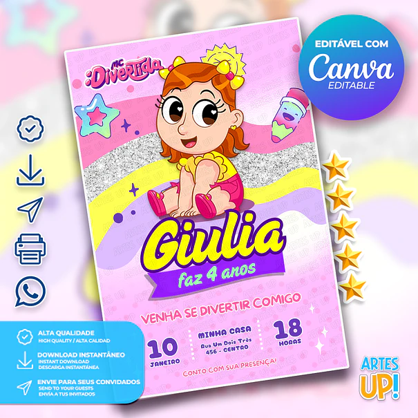Invitación de cumpleaños para MC Fun Maria Clara 1