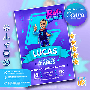 Invitación de cumpleaños de Luiz, Rafa y Luiz