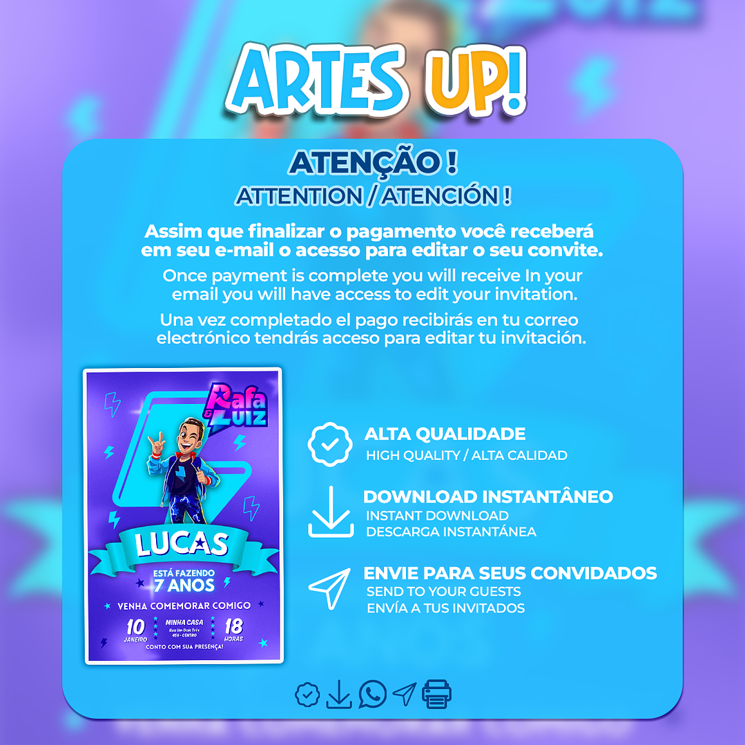 Convite de Aniversário Luiz, Rafa e Luiz 2