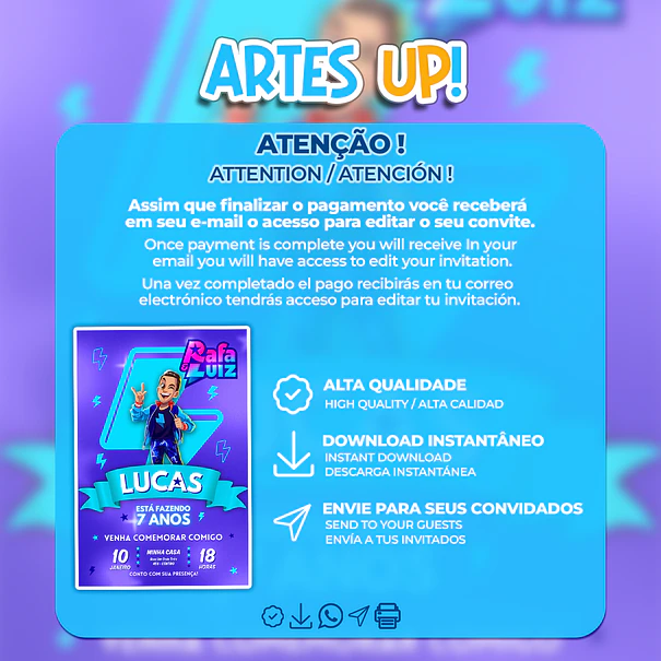 Convite de Aniversário Luiz, Rafa e Luiz 2