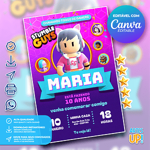 Invitación de cumpleaños de niña de Stumble Guys