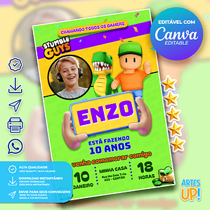 Stumble Guys Birthday Invitation with Photo