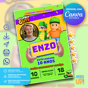 Invitación de cumpleaños de Stumble Guys con foto