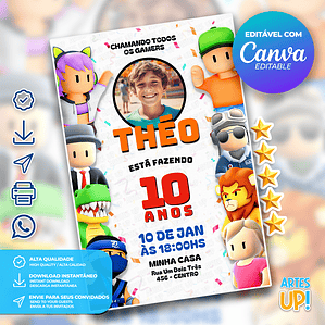 Stumble Guys Birthday Invitation with Photo