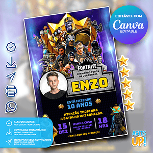 Invitación de cumpleaños de Fortnite con foto