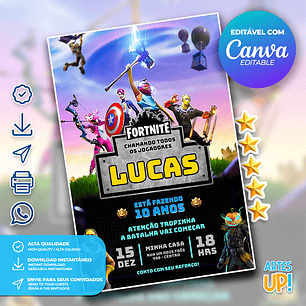 Convite de Aniversário Fortnite