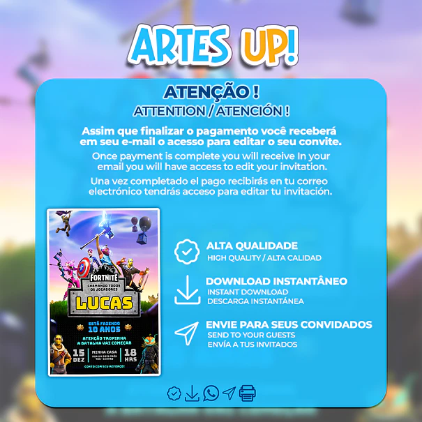 Invitación de cumpleaños de Fortnite 2