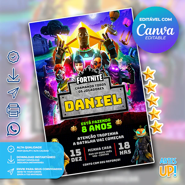 Invitación de cumpleaños de Fortnite 1