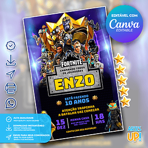 Invitación de cumpleaños de Fortnite