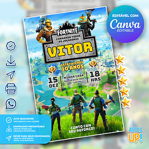 Convite de Aniversário Fortnite