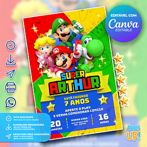 Invitación de cumpleaños de Super Mario Bros.