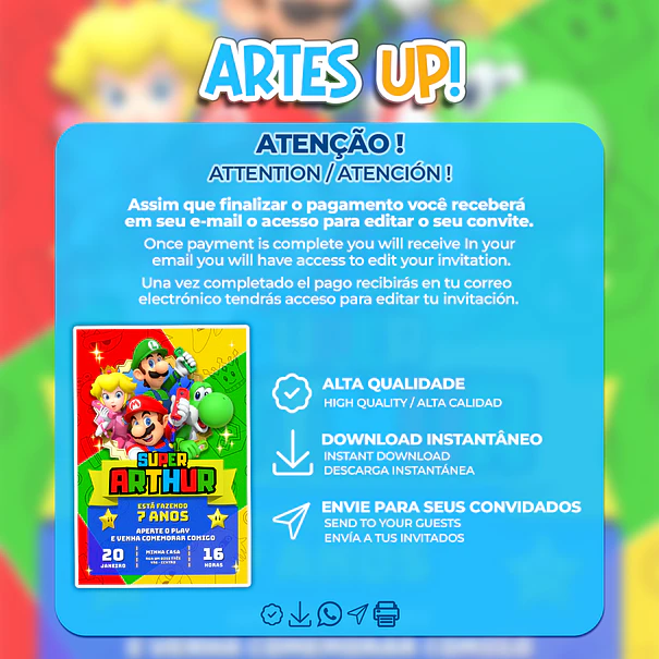 Invitación de cumpleaños de Super Mario Bros. 2
