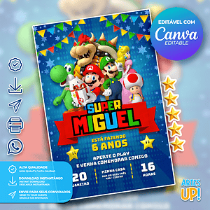 Invitación de cumpleaños de Super Mario Bros.