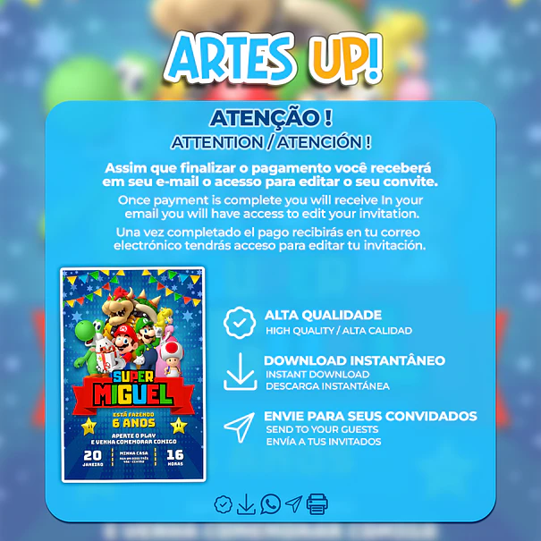 Invitación de cumpleaños de Super Mario Bros. 2
