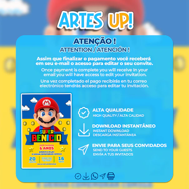 Invitación de cumpleaños de Super Mario Bros. 2
