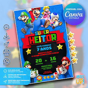 Invitación de cumpleaños de Super Mario Bros.