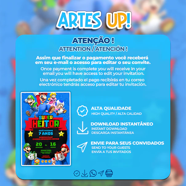 Super Mario Bros Birthday Invitation 2