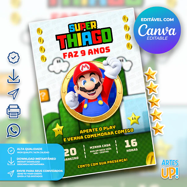 Super Mario Bros Birthday Invitation 1