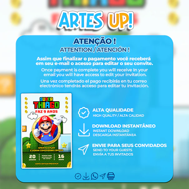 Super Mario Bros Birthday Invitation 2
