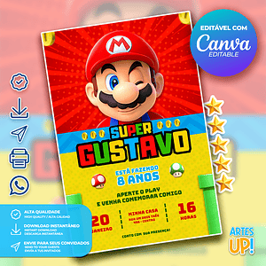 Invitación de cumpleaños de Super Mario Bros.