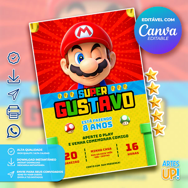 Super Mario Bros Birthday Invitation 1
