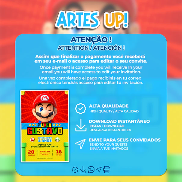 Super Mario Bros Birthday Invitation 2