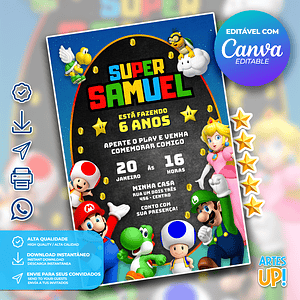 Invitación de cumpleaños de Super Mario Bros.
