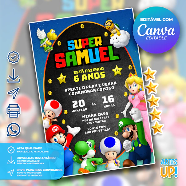 Super Mario Bros Birthday Invitation 1