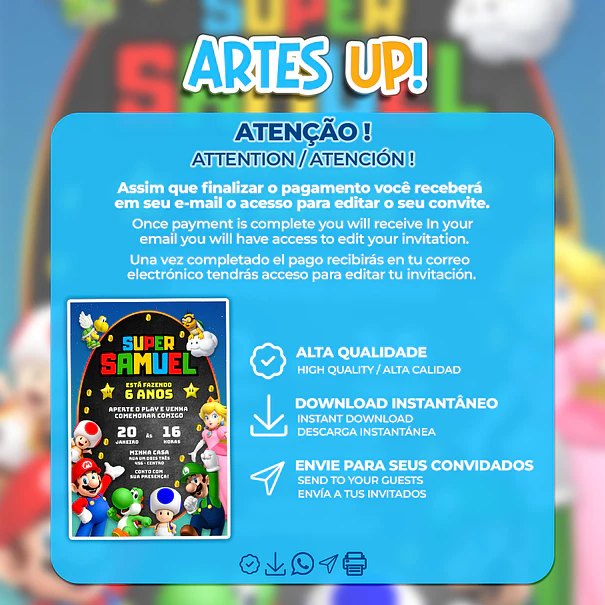 Super Mario Bros Birthday Invitation 2