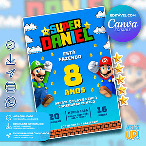 Invitación de cumpleaños de Super Mario Bros.