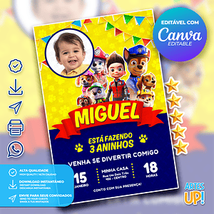 Invitación de cumpleaños de Patrulla Canina con foto