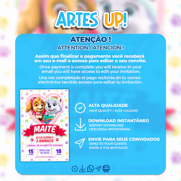 Skye and Everest Paw Patrol Birthday Invitation 2