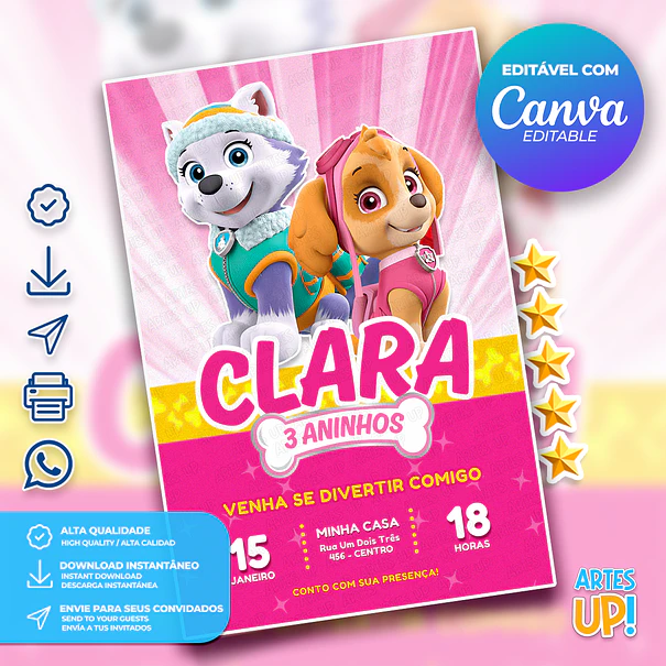 Skye and Everest Paw Patrol Birthday Invitation 1