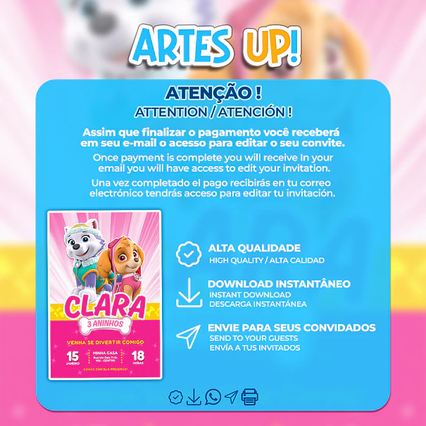 Skye and Everest Paw Patrol Birthday Invitation 2