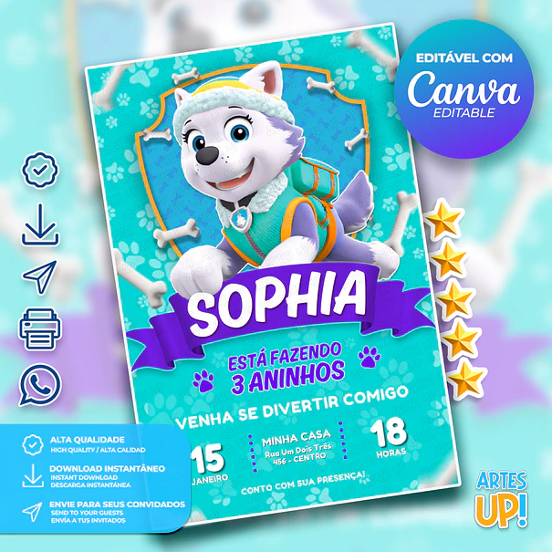Paw Patrol Everest Birthday Invitation 1