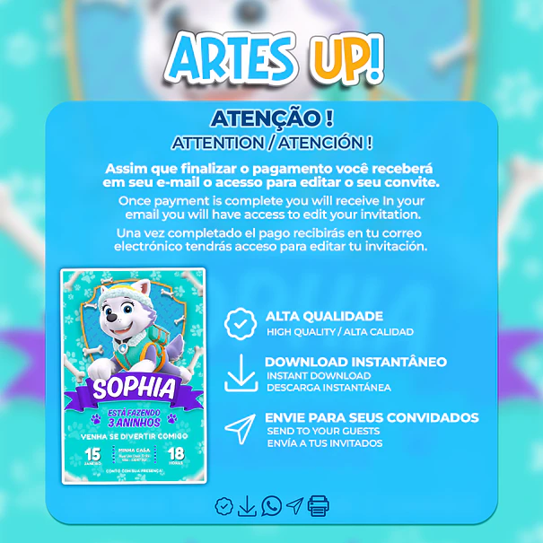 Paw Patrol Everest Birthday Invitation 2