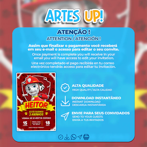 Marshall Paw Patrol Birthday Invitation 2