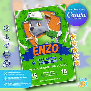 Invitación de cumpleaños de la Patrulla Canina de Rocky