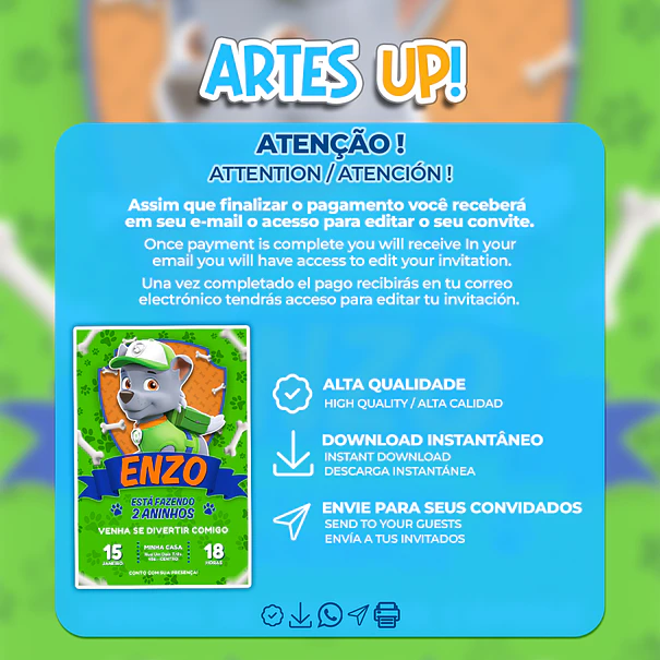 Rocky Paw Patrol Birthday Invitation 2