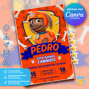 Invitación de cumpleaños de la Patrulla Canina de Zuma