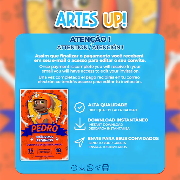 Paw Patrol Zuma Birthday Invitation 2
