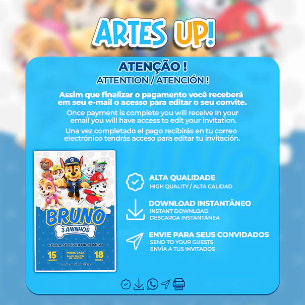 Paw Patrol Birthday Invitation 2