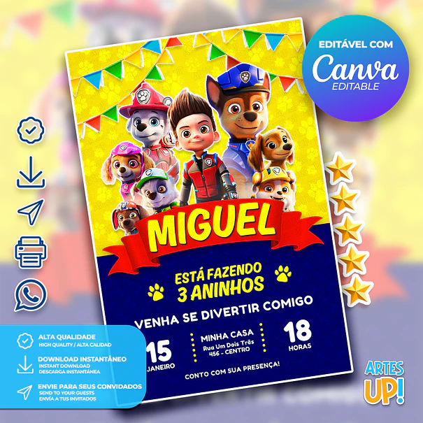 Paw Patrol Birthday Invitation 1