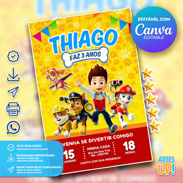 Paw Patrol Birthday Invitation 1