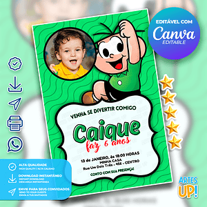 Invitación de cumpleaños con foto de cebollino