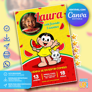 Magali Watermelon Birthday Invitation with photo