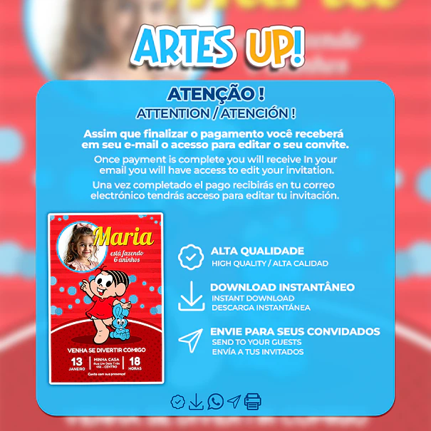 La pandilla de Mónica Invitación de cumpleaños de Mónica con foto 2