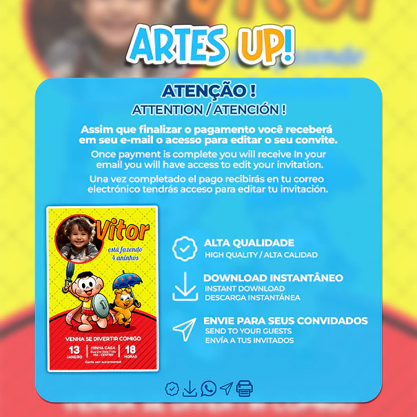 Invitación de cumpleaños de Cascao con foto 2