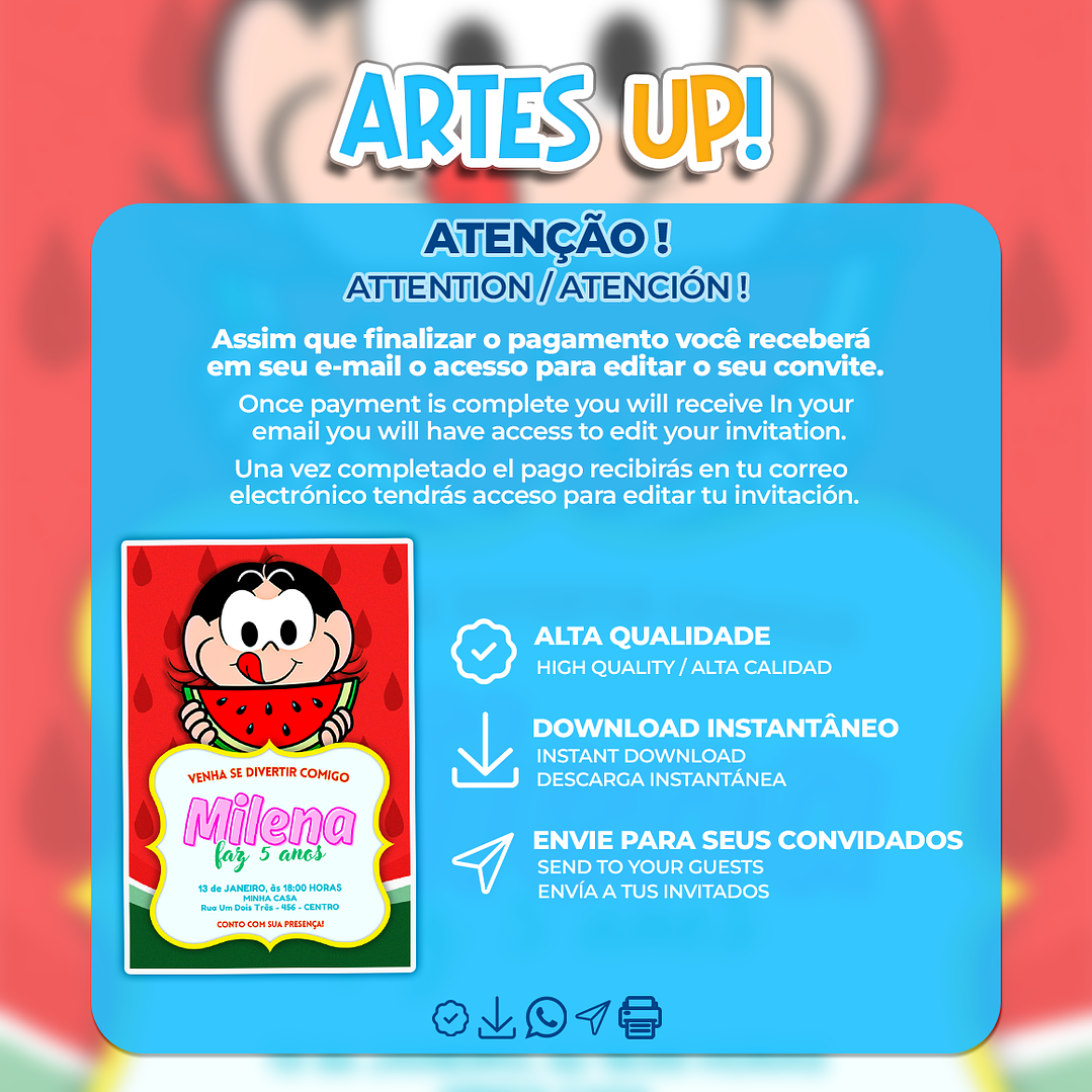 Convite Aniversário Magali Melancia 2