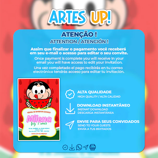 Convite Aniversário Magali Melancia 2